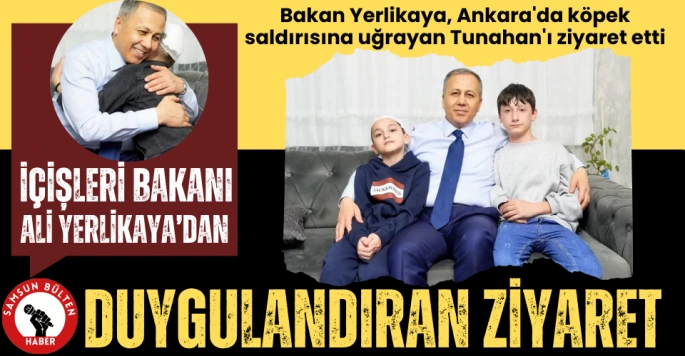 Bakan Ali Yerlikaya Ankara'da köpek saldırısına uğrayan Tunahan'ı ziyaret etti